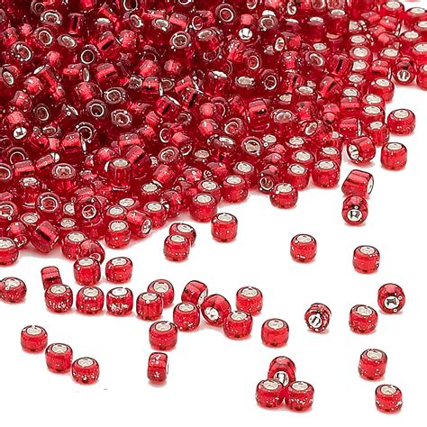 Seed Bead Dyna Mites Glass Silver Lined Transparent Ruby 11 Round