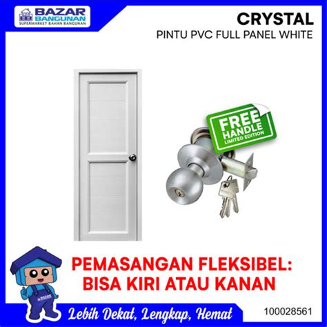 Promo Pintu Kamar Mandi Wc Crystal Full Panel White Pvc Handle Kanan