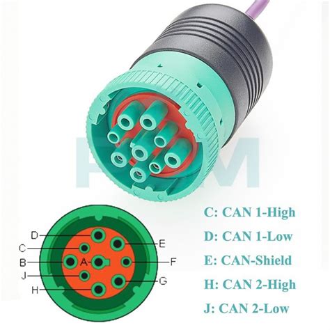 Customized J1939 To Db9 Adapter Cable With Deutsch 9 Pin Type 2