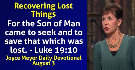 Joyce Meyer Daily Devotional August Recovering Lost Things