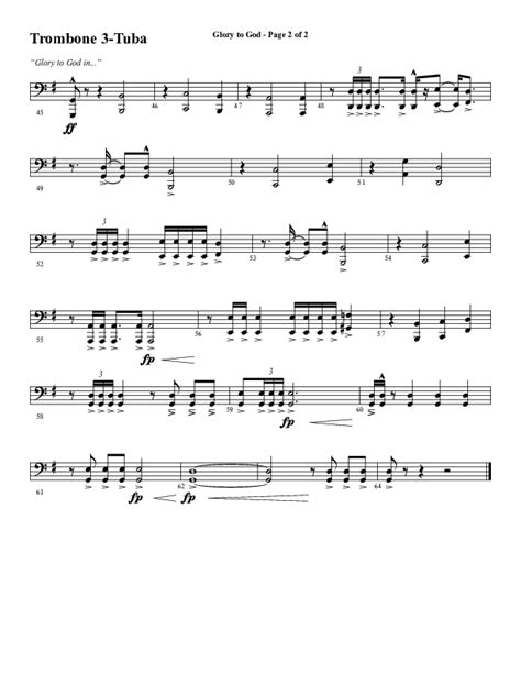 Glory To God Choral Anthem Satb Trombone Tuba Sheet Music Pdf Word