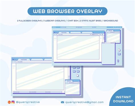Customizable Stream Overlay Pack Browser Aesthetic Twitch Etsy