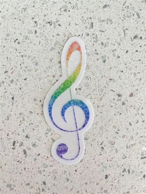 Treble Clef Music Clear Vinyl Sticker Etsy