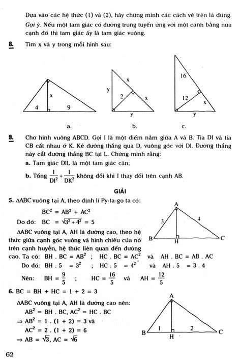 Giải Hình Học 9 Chương 1 Bài 1 Một Số Hệ Thức Về Cạnh Và đường Cao Trong Tam Giác Vuông