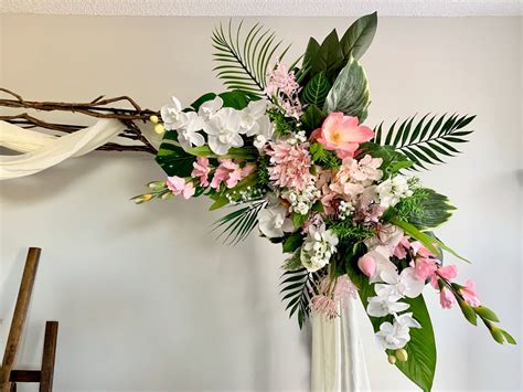 Tropical Wedding Arch Flowers Corner Swag Tieback Made With Silk