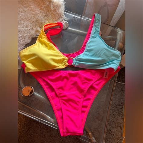 SHEIN Swim Color Block Bikini Set Poshmark