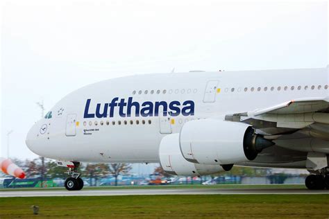 Lufthansa Airbus A In Munich Airport Close Up View Creative