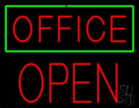 Red Office Green Border Block Open LED Neon Sign - Office Neon Signs ...