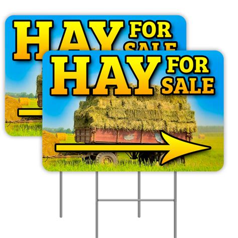 2 Pack Hay For Sale Yard Sign 16 X 24 Double Sided Print With