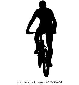 Silhouette Cyclist Male Vector Illustration Vector De Stock Libre De