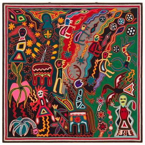 Lot A Huichol Yarn Painting