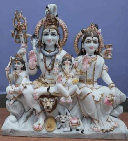 Marble Shiv Parivar Statue For Worship Temple Home Packaging Type