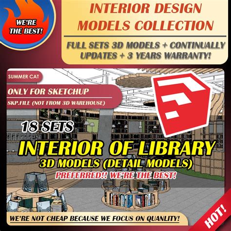 18sets Interior Of Library Detail Models Sketchup 3d Model Architecture Interior Design Shopee