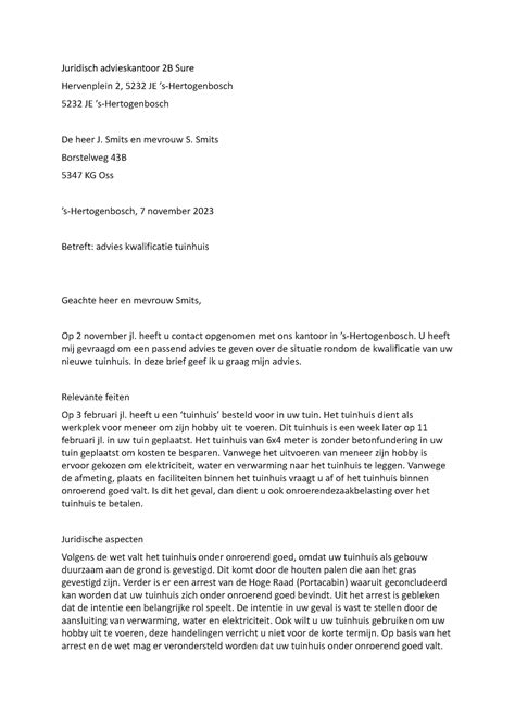 Adviesbrief Goederenrecht Juridisch Advieskantoor B Sure Hervenplein