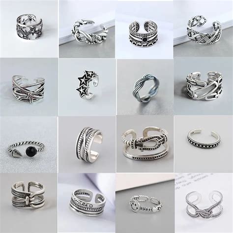 Xiyanike Silver Color Vintage Geometric Opening Rings For Women Size