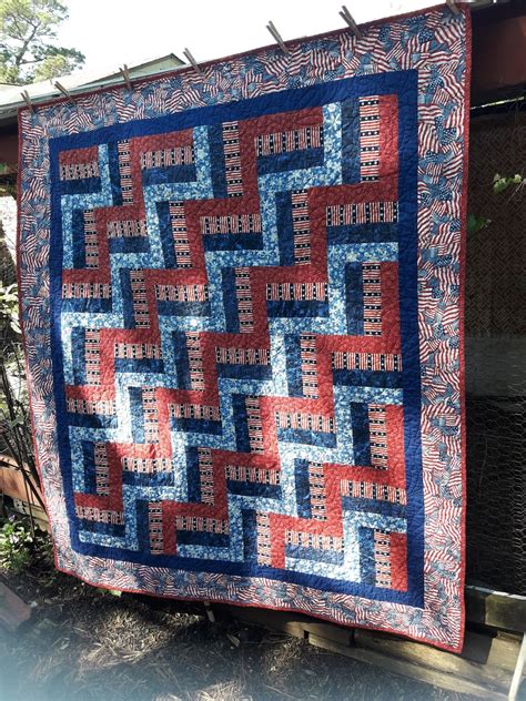 Muddling Through Patriotic Rail Fence Quilt