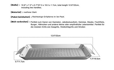 Onlyfire Grillschale Edelstahl Rechteckiger Grillkorb Set für Fleisch