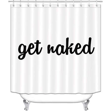 Amazon LB Get Naked Shower Curtain White Background Black Creative