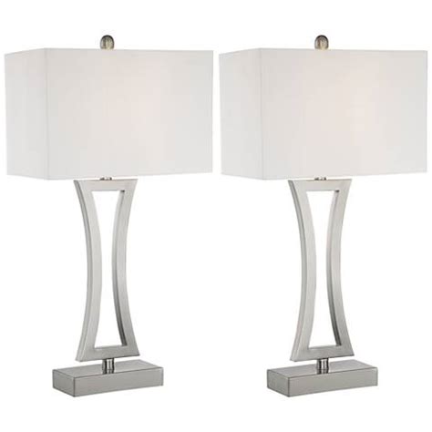 360 Lighting Roxie 31 High Brushed Nickel Metal Table Lamps Set Of 2