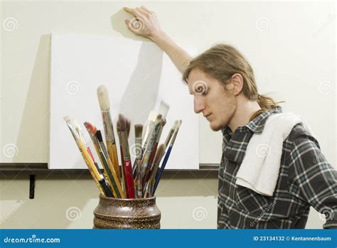 Artist With Blank Canvas Stock Photo Image Of Blank