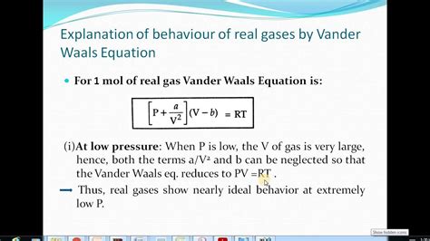 Lecture 8 Kinetic Th Of Gases Explanation Of Behaviour Of Real Gases