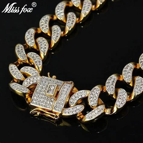 Missfox Hip Hop Mens Iced Out 24k Gold Plated Tone Aaa Cz Stone Big