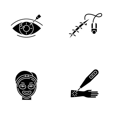 Medical Procedure Glyph Icons Set Vision Correction Eyesight Disorder