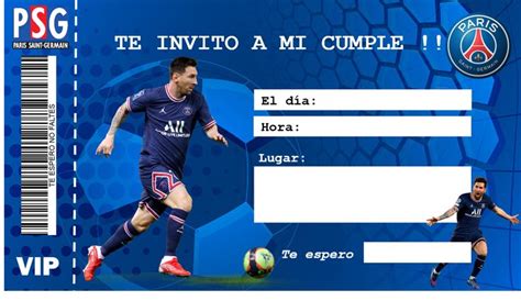 Invitacion Cumple Psg Messi Imprimibles Futbol Gratis Invitaciones