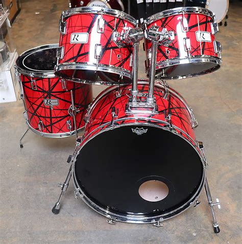 Rogers 4pc R 360 Drum Kit Shell Pack Blackred Graphic Reverb Canada