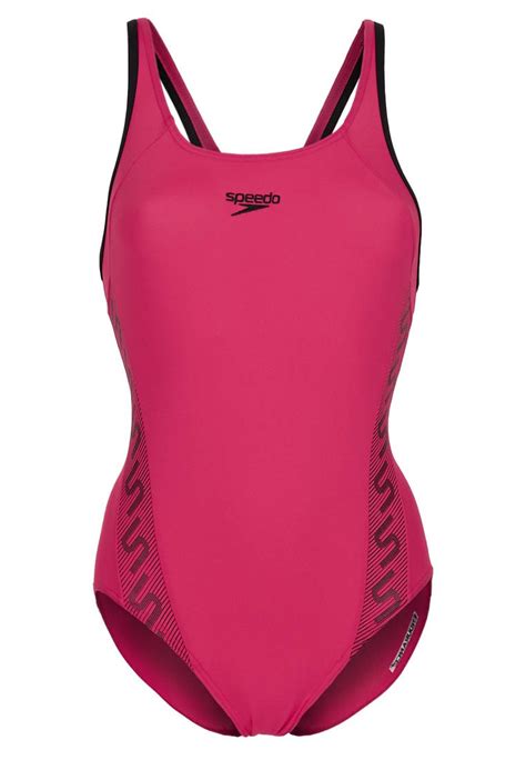 Speedo Monogram Muscleback Badeanzug Pink Black Pink Zalando De