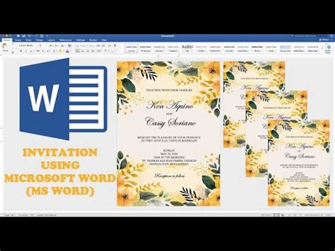 YELLOW GOLD FLOWERS How To Make WEDDING INVITATION In Microsoft Word