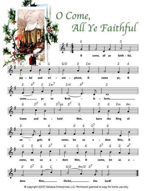 O Come All Ye Faithful Christmas Sheet Music Favorite Christmas