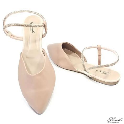 Sapatilha Salomé Slingback Nude Calce Fácil Numeração Especial Carla Calçados