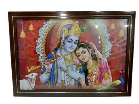 Wooden Radha Krishna Rectangle Photo Frame For Home Thickness Mm