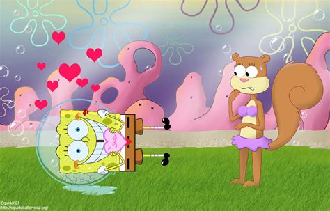 Spongebob Squarepants And Sandy Kissing