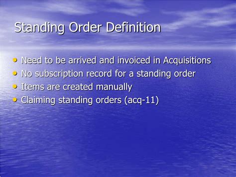 Standing Order