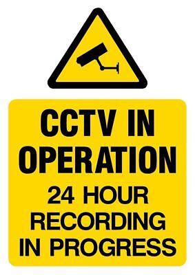 CCTV OPERATION 24 HOUR RECORDING IN PROGRESS Sign Sticker Free P P A5