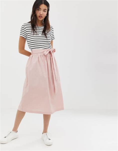 Asos Design Linen Prom Skirt Asos