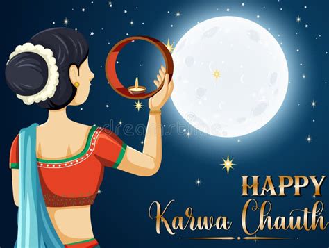 Happy Karva Chauth Poster Design Stock Vector Illustration Of Cartoon Festival 264384410