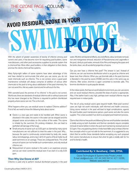 Avoid Residual Ozone In Your Swimming Pool Pdf