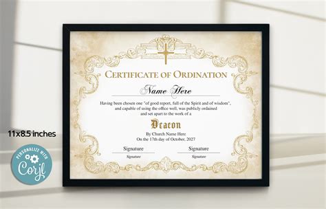 Deacon Ordination Certificate Template Vintage Certificate Of Ordination Printable Ordained