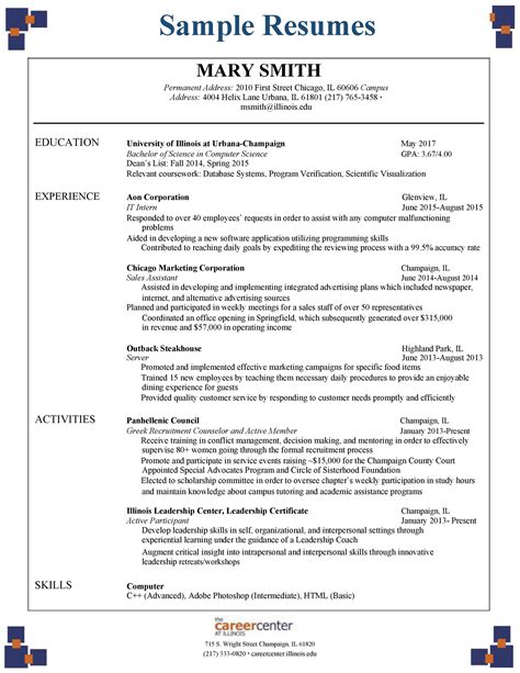 50 College Student Resume Templates And Format Templatelab