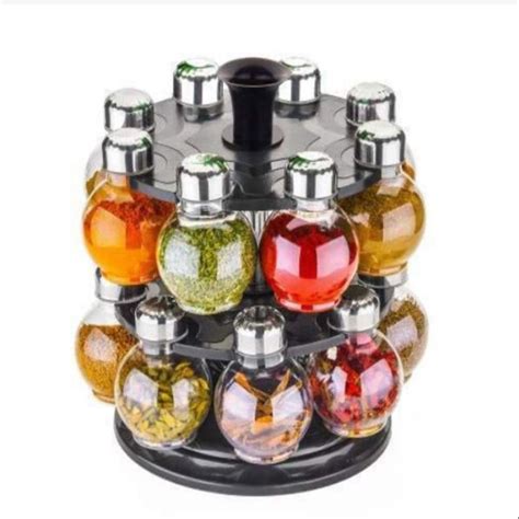 Layer Plastic Degree Revolving Spice Jar Set Spice Rack Condiment