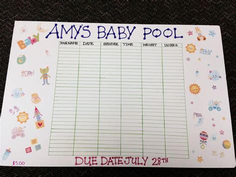 Baby Pool Template Excel Free Pdf Printables Experimente A Emo O