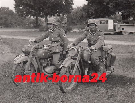 Foto Wh Soldat Kradmelder Motorrad Krad Beute Maschine Nsu Frankreich