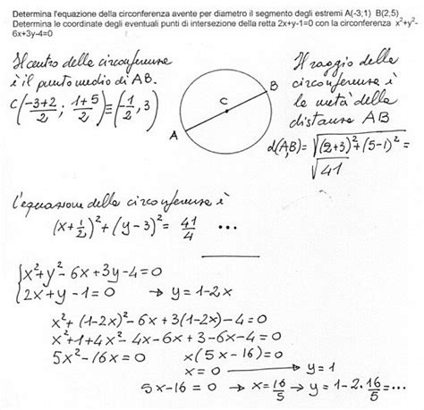 Determina Lequazione Della Circonferenza Avente Per Diametro Il