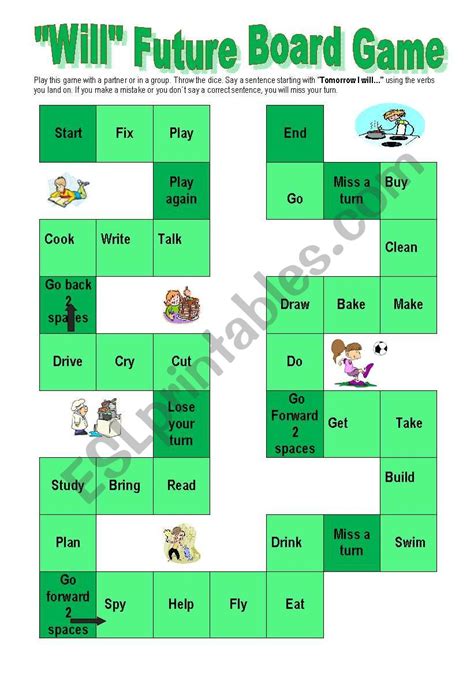 Will Future Board Game Esl Worksheet By Ana B