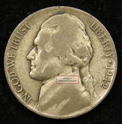 1942 P Silver War Jefferson Nickel Very Good B03