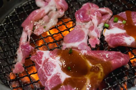 Raw Pork Slice For Barbecue Japanese Style Yakiniku Shallow Focus