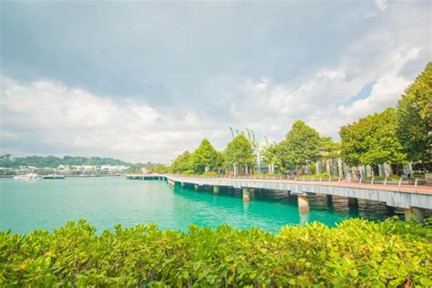 Una Hermosa Vista De La Isla Sentosa Ubicada En Singapur Foto Premium